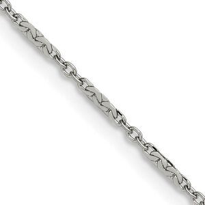 1.8mm Stainless Steel Polished Fancy Link Chain Necklace, 18 Inch